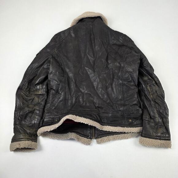 Wonder Woman DC Comics Lamb skin Leather Jacket Womens XL Brown Sherpa Aviator - Picture 10 of 16